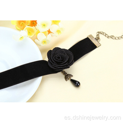 Pulsera de flor negra sexy encaje tobillera tobillo barato por mayor